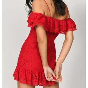 FIONA LACE RED BODYCON DRESS